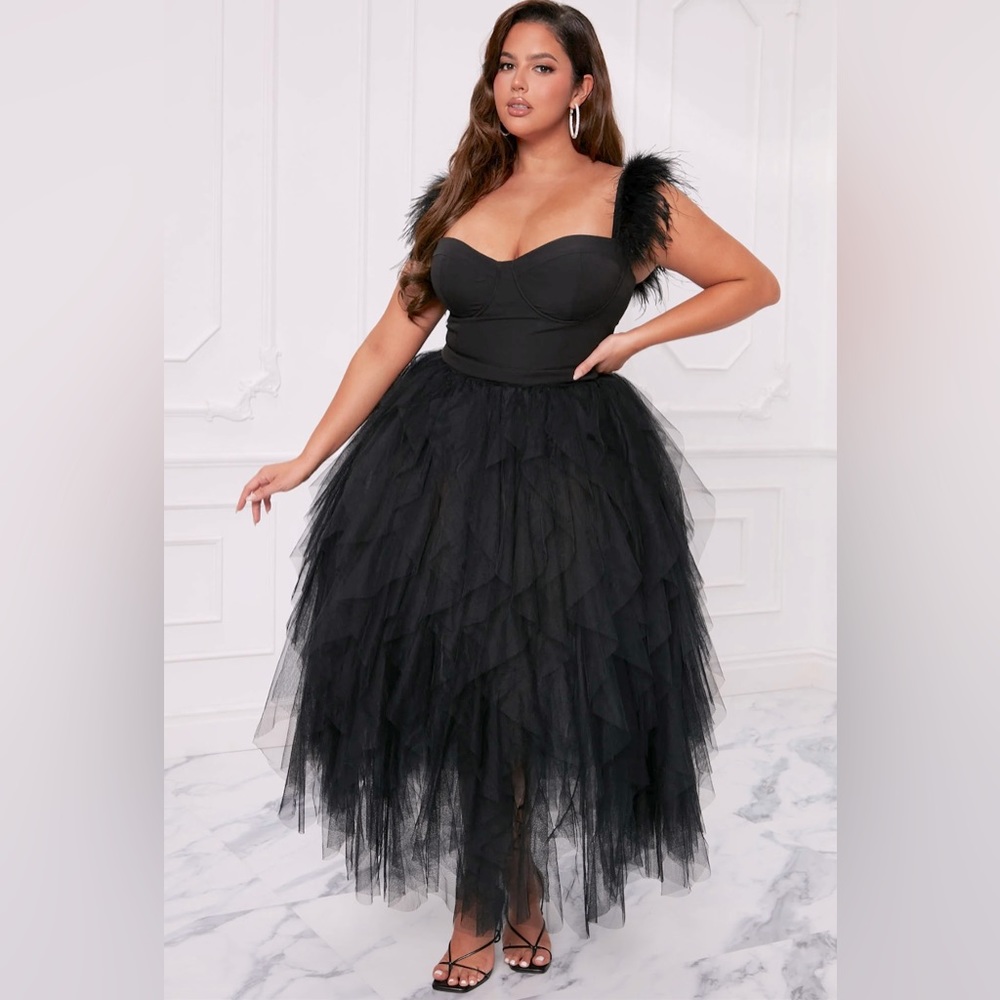 Fashion Nova Camilla Tulle Maxi Dress - Black